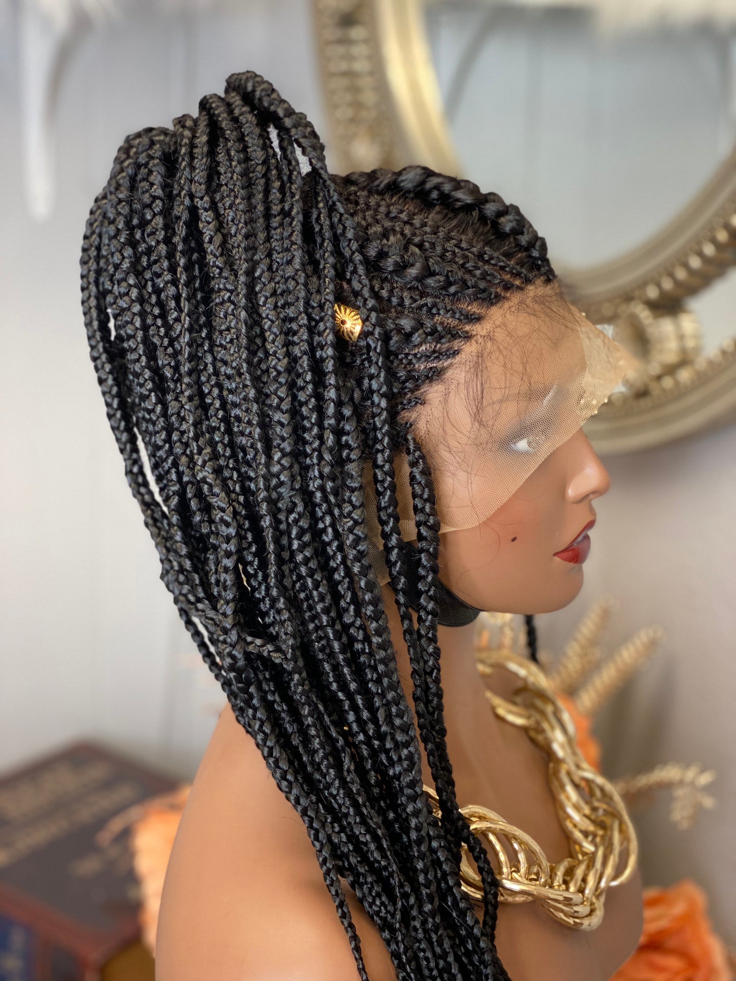 “Zena” full lace French braided wig unit