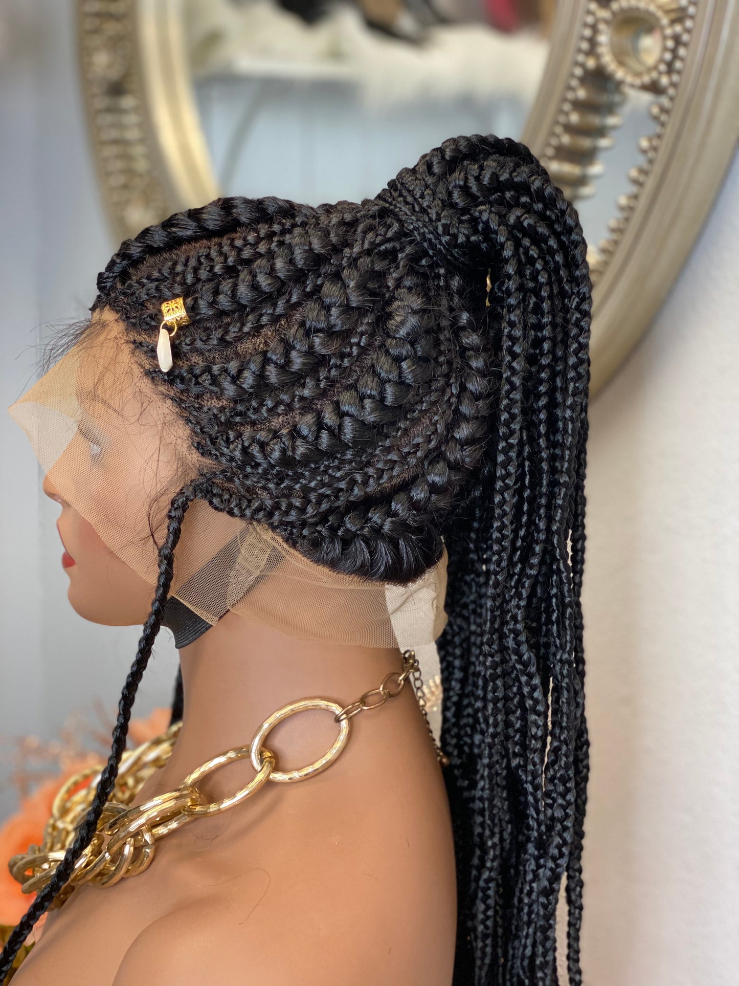 “Zena” full lace French braided wig unit